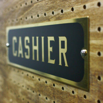 GMP – CASHIER Sign – Brass